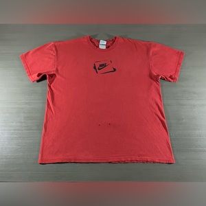 VINTAGE Nike Shirt Adult Extra Large Red Black Spray Paint Logo Swoosh Mens 90s